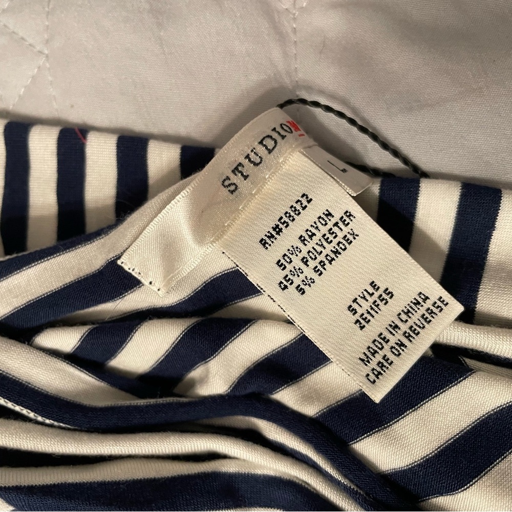 Studio M Navy and White Striped Midi Dress - Picture 12 of 12
